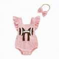 thumbnail image 1 of TOWED22 Baby Girls Playsuits Ruffled Bodysuit Fly Sleeve Romper Newborn Cute Print Jumpsuit Infant Summer Clothes Pink,12-18 M, 1 of 9