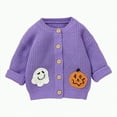 thumbnail image 1 of TOWED22 Baby Girls Sweater Toddler Knit Cardigan Kids Long Sleeve Cardigan Infant Crewneck Coat Fall Winter(Purple,6-9 M), 1 of 8