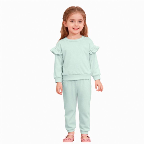 TOWED22 Baby Infant Girl Outfits Set for Fall Long Sleeve Soft Top High WaistJoggers 2pcs Clothes Clothing Warm(Mint Green,1-2 Y)