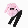 thumbnail image 1 of TOWED22 Baby Infant Toddler Girl 2Pcs Clothes Set Fall Winter Outfits Long Sleeve Crewneck Sweatshirt and High WaistPants Soft(Red,12-18 M), 1 of 9