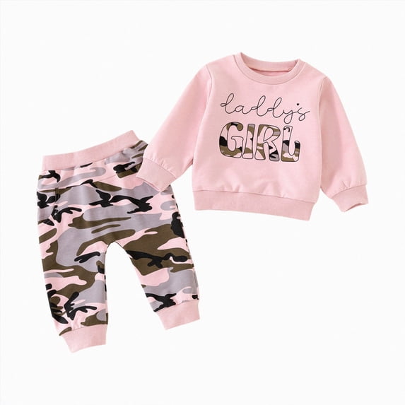 TOWED22 Baby Infant Toddler Girl Outfits Clothing Set Long Sleeve Crewneck Tee and High WaistPants 2 Piece Clothes for Preschool(Pink,18-24 M)