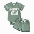 thumbnail image 1 of TOWED22 Baby Outfit Newborn Infant Girl Clothes Rib Knit Romper & Shorts Waffled Baby Clothes for Girls 0 3 6 12 18M Green,12-18 M, 1 of 8