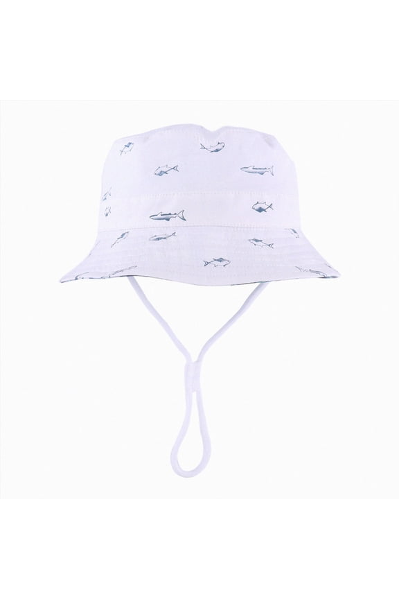 Baby Sun Hat Toddler Bucket Hat for Girls Boys Infant Sun Protection with Wide Brim Kids Caps(White,0-3 M)