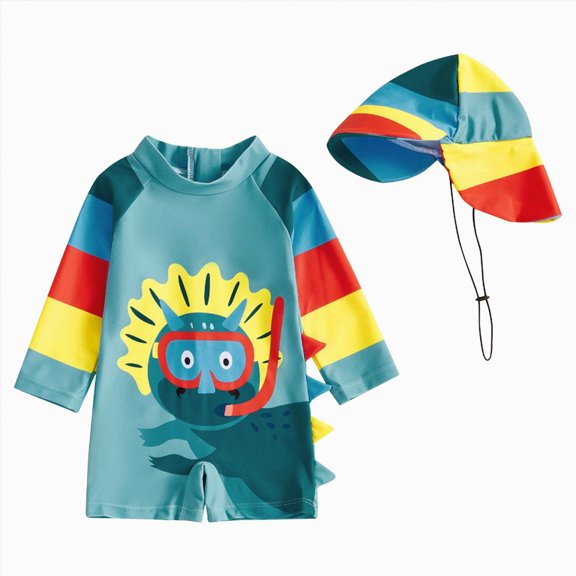 TOWED22 Baby/Toddler Boy Rash Guard Swimsuit Long Sleeve One Piece Zipper Swimwear Sunsuit Infant Bathing Suit Beachwear Green,3-4 Y