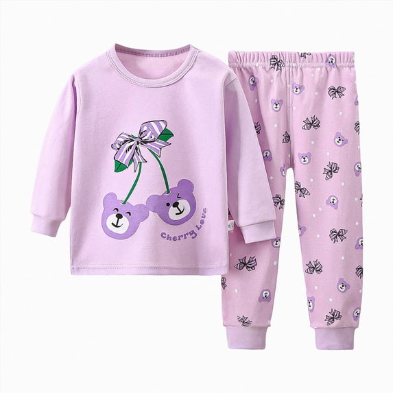 TOWED22 Baby Toddler Boys Set Outfits 2Pcs Long Sleeve Printed Pullover Top Thick Sweatpants Round Neck Casual Fall Clothes(Purple,3-4 Y)