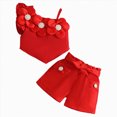 thumbnail image 1 of TOWED22 Baby Toddler Girl Adorable Summer Sets 2 Piece Sleeveless Tank Shirts and Shorts Sweet Casual Clothes(Red,9-12 M), 1 of 9