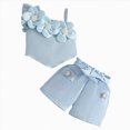 thumbnail image 1 of TOWED22 Baby Toddler Girl Adorable Summer Sets 2 Piece Sleeveless Tank Shirts and Shorts Sweet Casual Clothes(Sky Blue,6-9 M), 1 of 9