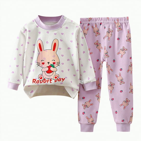 TOWED22 Baby Toddler Girl Clothes Infant Fall Winter Outfits Cute Floral Top Pant Set 3 6 9 12 18 24 Months 2T 3T(Light Purple,12-18 M)