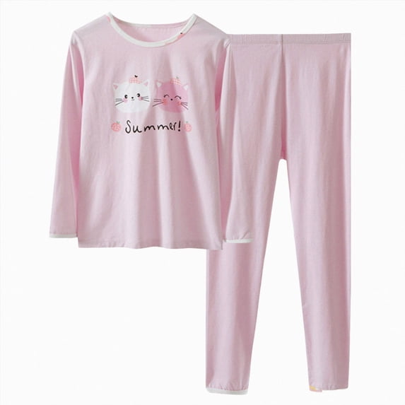 TOWED22 Baby Toddler Girls Fall Winter Outfits 2pcs CartoonPrint Long Sleeve Round Neck Tee and Relaxed Pants Set Clothes(Purple,13-14 Y)
