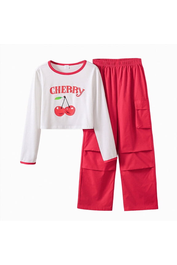 Baby Toddler Infant Girl Clothes Fall Winter 2Pcs Outfits Long Sleeve Crewneck Sweatshirt and Pants Set(Red,9-10 Y)