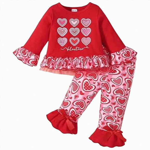 TOWED22 Baby Toddler Infant Girl Outfits Set for Winter Long Sleeve Sweatshirt   Elastic Waist Pants 2 Piece Clothes(Red,18-24 M)