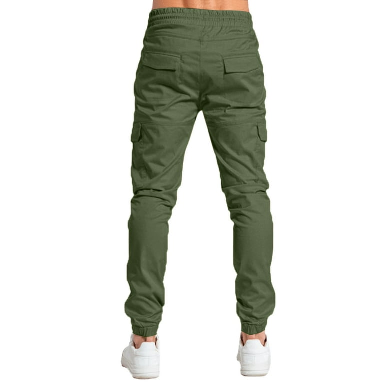 TOWED22 Mens Black Cargo Pants,Men's Sweatpants Pockets High Waist Gym  Cinch Bottom Jogger Pants Baggy Trousers Khaki,M 