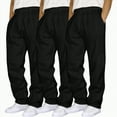 thumbnail image 1 of TOWED22 Baggy Sweatpants Men Athletic Workout Cargo Pants Casual Wide Leg Open Bottom Straight Leg Joggers with Pockets(Black,XL), 1 of 4