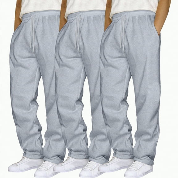 TOWED22 Baggy Sweatpants Men Athletic Workout Cargo Pants Casual Wide Leg Open Bottom Straight Leg Joggers with Pockets(Light Gray,M)