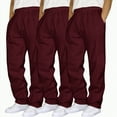thumbnail image 1 of TOWED22 Baggy Sweatpants Men Athletic Workout Cargo Pants Casual Wide Leg Open Bottom Straight Leg Joggers with Pockets(Wine,3XL), 1 of 4