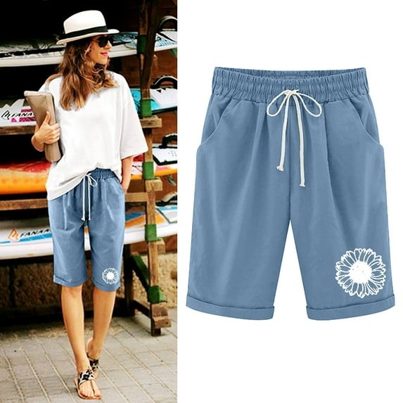 TOWED22 Basketball Shorts Women,Women's Hiking Shorts Cargo Shorts Bermuda Casual Golf Shorts High Waisted Pockets Summer Shorts Blue,XXL