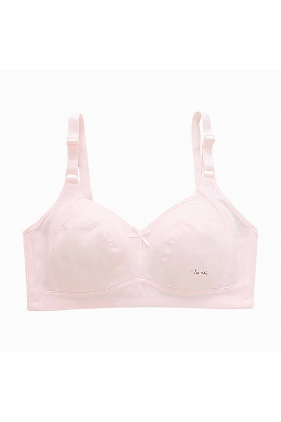 Big Girls Bra Comfort Flex Fit Seamless for Girl Teens with Adjustable Straps, Pull-on Design(Pink,9-10 Y)