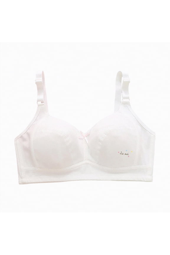 Big Girls Bra Comfort Flex Fit Seamless for Girl Teens with Adjustable Straps, Pull-on Design(White,11-12 Y)