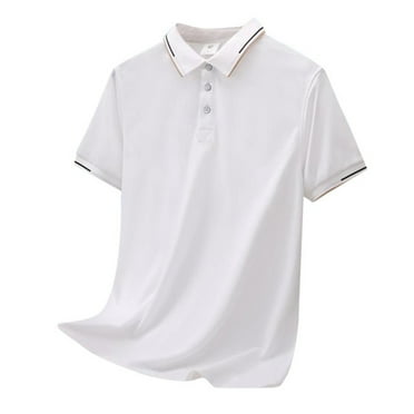 TOWED22 Big and Tall Polo Shirts for Men Casual Slim Fit Mock Neck Basic Cotton Shirts(White,3XL)