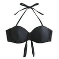 thumbnail image 1 of TOWED22 Bikini Top for Women Bathing Suit Criss Cross Self Tie Spaghetti Straps V Neck(Black,M), 1 of 4