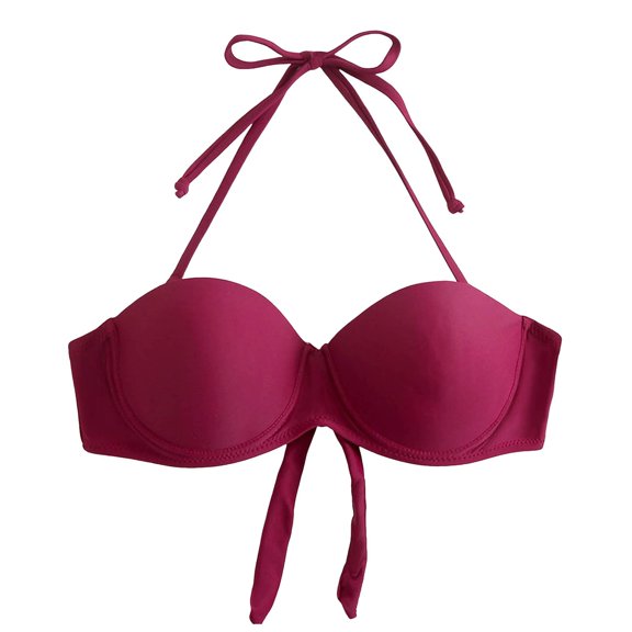 TOWED22 Bikini Top for Women Bathing Suit Criss Cross Self Tie Spaghetti Straps V Neck(,S)