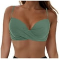 thumbnail image 1 of TOWED22 Bikini Tops for Women Cropped Tankini Tops Beach Padded Knot Twist Cut Out Adjustable Tank Swimwear Top Only Light Green,L, 1 of 9