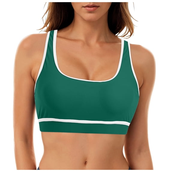TOWED22 Bikini Tops for Women - Padded Bathing Suit V Back Wide Straps Swim Bra Swimsuit Green,XL