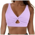thumbnail image 1 of TOWED22 Bikini Tops for Women Push Up Swimsuit Top Lace Up Padded Bathing Suit Tops Only Light Purple,S, 1 of 9