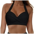 thumbnail image 1 of TOWED22 Bikini Tops for Women Tankini Tops Cropped Knot Twist Cut Out Adjustable Swimsuit Top Beach Bathing Suit Top Only Black,XXL, 1 of 9