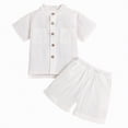 thumbnail image 1 of TOWED22 Boy Boy Girls Toddler Summer Outfit Striped T-shirt Toddler Boy Summer Clothes 6 12 18 Months 2 3 4 5 T Short Set(White,12-18 Months), 1 of 9
