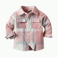 thumbnail image 1 of TOWED22 Boy Button Down Shirt Kid Flannel Shirt Toddler Plaid Shirt Boys Western Shirts Long Sleeve Father Son Shirt(Pink,3-6 M), 1 of 9