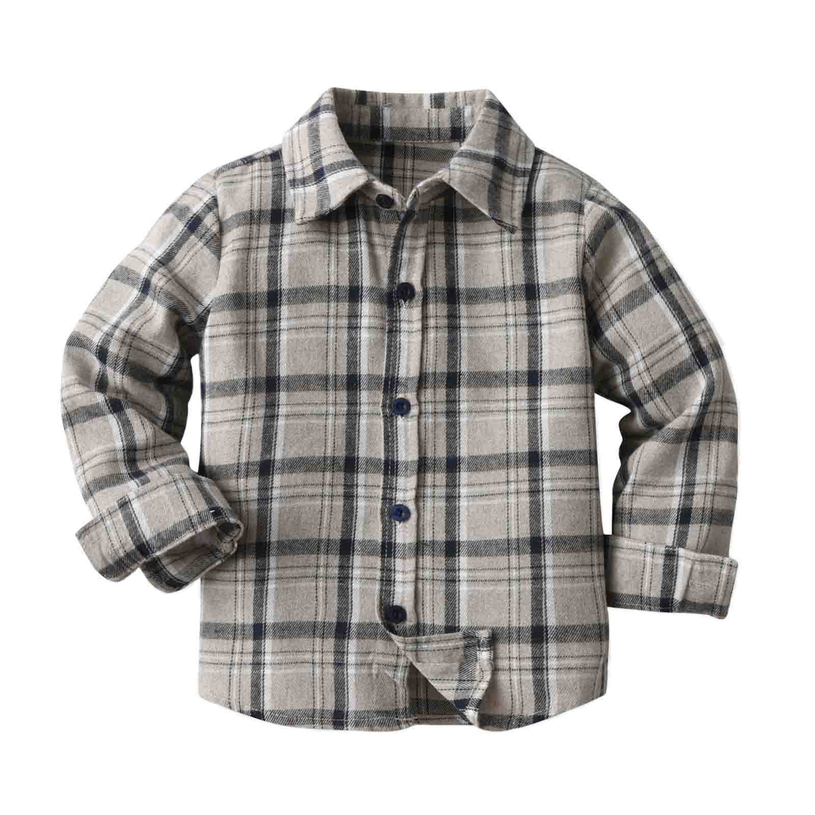 TOWED22 Boy Button up Shirt Kid Flannel Shirt Toddler Buffalo Plaid