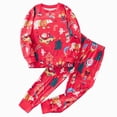 thumbnail image 1 of TOWED22 Boy Girl Pajamas Sets Baby Pajamas Cartoon Cute Print Long Sleeve Top Trousers Outfits Set Fall Winter 2-Piece Sleepwear Pjs For Kids(Red,5-6 Y), 1 of 8