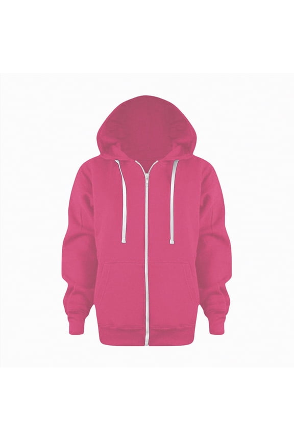 Boy Hoodie Sweatshirt Zip-Up Cotton Casual Pocket Jacket Spring Fall Clothes(Hot Pink,4-5 Y)