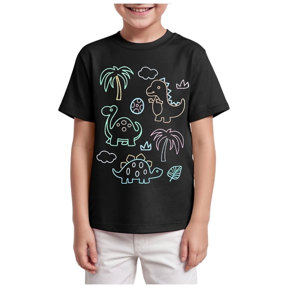 TOWED22 Boy's Summer T-Shirts Short Sleeve Crew Neck Cotton Tees Basic Solid Color Casual Tops and Shirts(Black,7-8 Y)