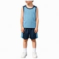 thumbnail image 1 of TOWED22 Boys' Active Clothes Outfits 2 Pieces Athletic Jersey Tank Top and Basketball Shorts Set Solid Color Summer Dark Blue,18-24 M, 1 of 5