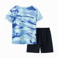 thumbnail image 1 of TOWED22 Boys Athletic Shorts Set - 2 Piece Summer Clothes Outfit with Graphic Tee and Gym Shorts Blue,6-7 Y, 1 of 5