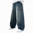 thumbnail image 1 of TOWED22 Boys Baggy Jeans Casual Baggy Straight Leg Denim Sweatpants Elastic Waist Loose Wide Leg Jean Pants with Pocket(Blue,12-14 Y), 1 of 7