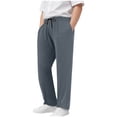 thumbnail image 1 of TOWED22 Boys Casual Fleece Sweatpants Baggy Wide Leg Straight Joggers Lounge Pants Elastic Waist with Pockets Solid Dark Gray,11-12 Y, 1 of 9