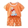 thumbnail image 1 of TOWED22 Boys Casual Outfits 2-3 Years 2Pcs Clothes Set Short Sleeve Shirt and Shorts Dinosaur Truck Print(Orange,5-6 Y), 1 of 3