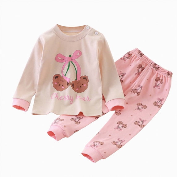 TOWED22 Boys Cotton Pajamas 2Pieces Set Long Sleeve Boys Toddler Kids Clothes Fall Winter Sleepwears 6-12 Months 12-24 Months 2t 3t 4t 5t 6t 7t 8t 9t Children,Light Pink,5-6 Y