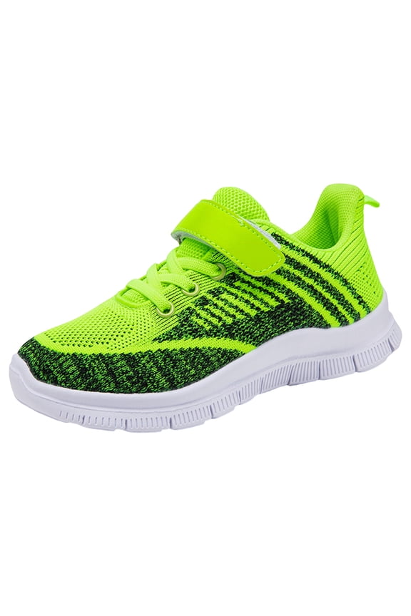 Boys' Fashion Sneakers Lightweight Running Shoes, Flat Thick Bottom Green, 4