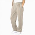 thumbnail image 1 of TOWED22 Boys' French Terry Open Bottom Sweatpants Sweats for School Kids Teens with Pockets,Khaki,11-12 Y, 1 of 5
