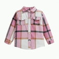 thumbnail image 1 of TOWED22 Boys Girls Flannel Plaid Shirt Jacket Long Sleeve Lapel Button Down Pocketed Shirts Regular Fit Casual Fall Coat(Pink,10-11 Y), 1 of 9
