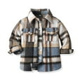 thumbnail image 1 of TOWED22 Boys Girls Flannel Plaid Shirt Jacket Long Sleeve Lapel Button up Pocketed Shirts Regular Fit Casual Fall Coat(Blue,18-24 Months), 1 of 8