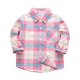 thumbnail image 1 of TOWED22 Boys Girls Flannel Plaid Shirt Jacket Long Sleeve Lapel Button up Pocketed Shirts Regular Fit Casual Fall Coat(Pink,7-8 Y), 1 of 3