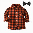 thumbnail image 1 of TOWED22 Boys Girls Flannel Shirt Jacket Kids Long Sleeve Plaid Button Down Shacket Christmas Coat Top Fall Outwear Clothes(Orange,4-5 Y), 1 of 7