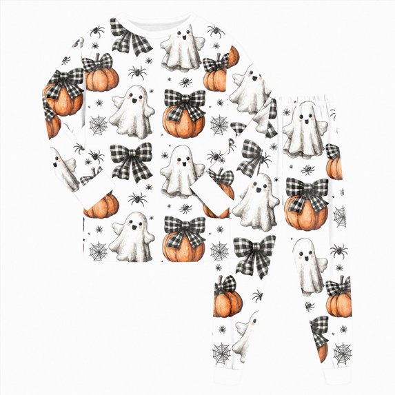TOWED22 Boys Girls Halloween Pajamas Funny Graphic Long Sleeve Top Long Pants Pajama Sets Kids Funny Prints Pjs 2 Piece Boy Sleepwear