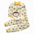 thumbnail image 1 of TOWED22 Boys Girls Pajamas Cotton Print Pjs Long Sleeve Pullover Sweatshirt Top Jogger Pant Sets 2 Piece Outfit Fall Winter Baby Boy Clothes Light Yellow,3-4 Y, 1 of 6