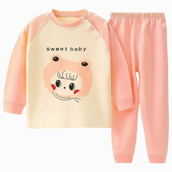 TOWED22 Boys Girls Planet Pajamas Sets Cotton Pjs Toddler 2 Piece Long Sleeve Kids Clothes Sets Fall Winter Sleepwear 3 6 9 12 18 24 Months 2t 3t 4t 5t 6t 7t 8t 9t(Light Pink,18-24 M)